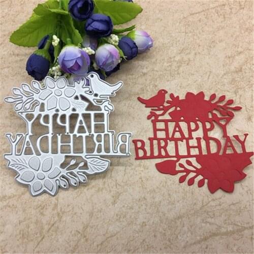 Happy Birthday Metal Cutting Dies Scrapbooking Embossing Cut Stencil DIY Christmas Decorative Handmade Card Mold