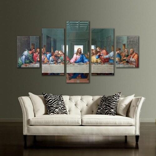 Modular Canvas HD Prints Posters Home Decor Wall Art Pictures The Last Supper God Jesus 5 panel Paintings No Frame