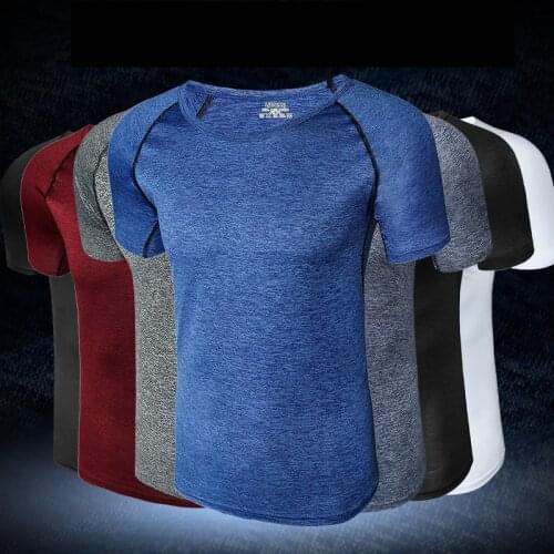 Men Quick Dry Running Shirt Compression Fitness Tops Breathable Gym T-shirt Sportswear Male Clothing Sport Shirts