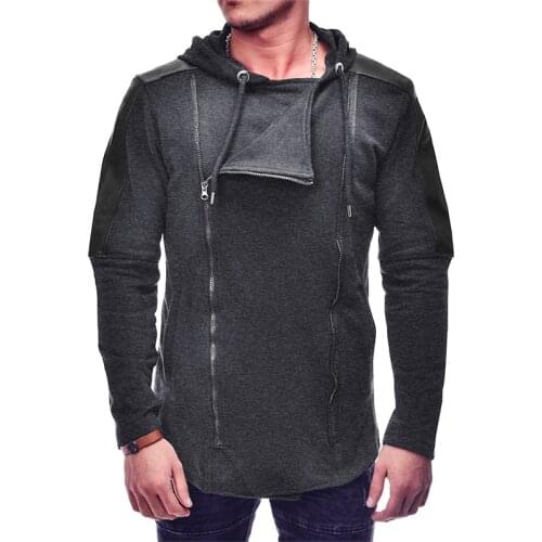 Hoodies men sweatshirt Hooded splice zipper design Solid color tide Cool Autumn hoody Fleece harajuku hoodie male fashion