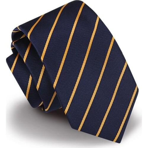 2019 New Mens Ties 7cm Classic Navy Blue Striped Necktie Top Quality Microfiber Waterproof Neck Tie for Men with Luxury Gift Box