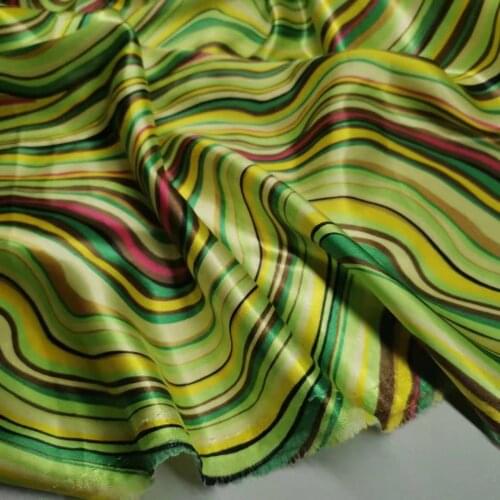 Soft Satin glossy Material Diy Lining craft stripped weave printed Charmeuse Fabric fashion stylish Pattern