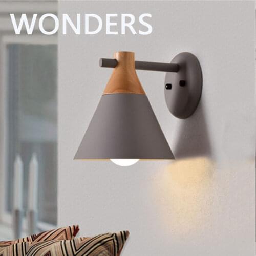 Nordic Macaron Solid wood wall lamp Interior lighting for bedroom bedside corridor aisle living room decorative wall light a бра