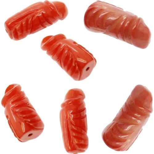 Natural Sea Bamboo Red Coral Pendant, Carved Genital-shaped Coral, Used for Jewelry Making DIY Bracelet Necklace Accessories