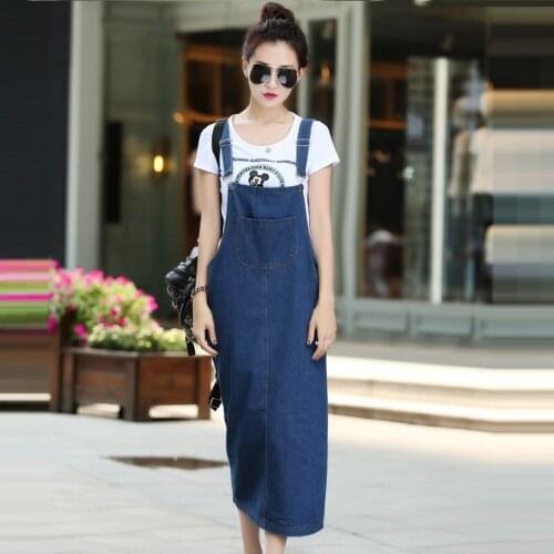 New womens dresses denim fabric suspenders dresses Womens clothing summer/autumn clothing 1711