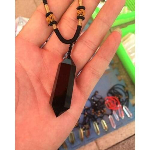 New style natural crystal hexagon point pendant necklace white crystal obsidian pendant