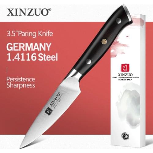 XINZUO 3.5" inch Paring Knife GERMAN 1.4116 Stainless Steel Kitchen Knife Vegetable Fruit Knife Ebony Handle Kitchen Accessories