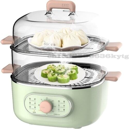 220V/1000W Electric Steamer Intelligence Home Double-deck Large Capacity Stainless Steel Steam Boiler Dry Burning Prevention