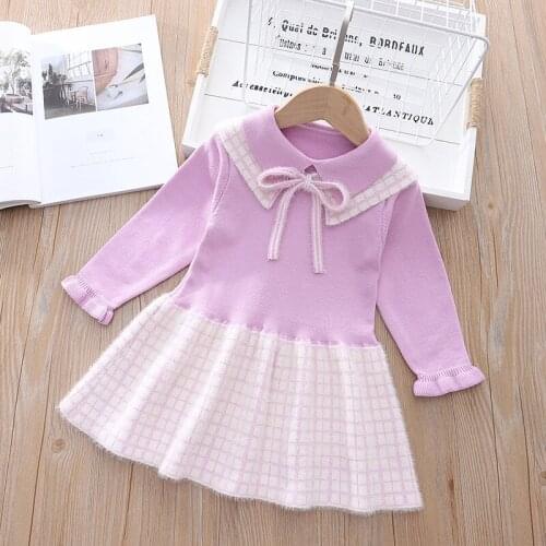 Autumn and Winter Dress New Arrival Pleated Plaid Princess Dress for Girl Kids Children