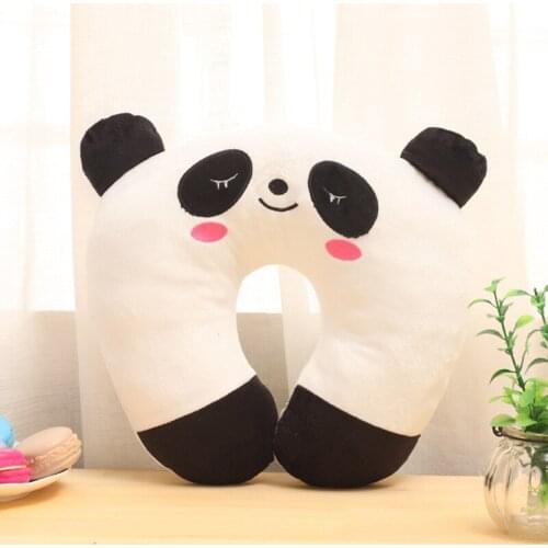 Plush PP Cotton Cartoon U-Shaped Pillow Neck U-pillow Portable Outdoor Nap Flight Neck Pillow Panda Pig Tiger Black Cat Pillow