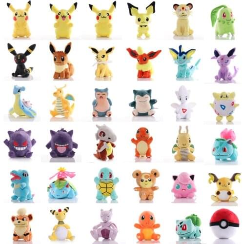 Pikachu Plush Toys Charmander Squirtle Bulbasaur Snorlax Jigglypuff Eevee Stuffed Claw Machine Doll Christmas Gifts For Kids