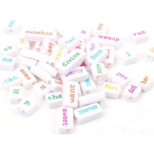 Mixed White Letter Acrylic Square Spacer Loose Beads For Jewelry Handmade DIY 12-18mm 20PCS
