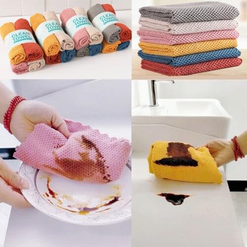 Kitchen Anti-Grease Wiping Rags Efficient Super Absorbent Microfiber Cleaning Cloth Home Washing Dish Towel