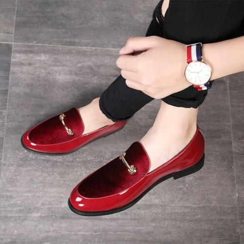 2021 Fashion Pointed Toe Dress Shoes Men Loafers Patent Leather Oxford Shoes for Men Formal Mariage Wedding Shoes