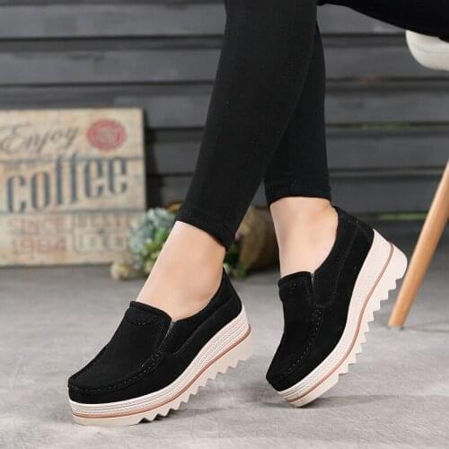 Spring Women Shoes Platform Sneakers Slip On Flats Leather Suede Ladies Loafers Moccasins Casual Shoes zapatillas mujer F3-30