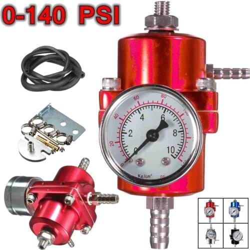 Black blue red silver 0-140PSI Universal Car Fuel Pressure Regulator With Gauge Adjustable Oil Pressure Regulator