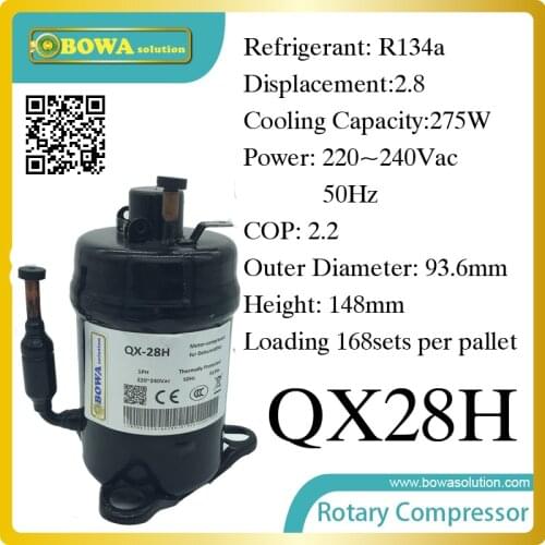 275W Cooling capacity Rotary compressor (R134a) suitable for cooling street LED lights and large power LED lights