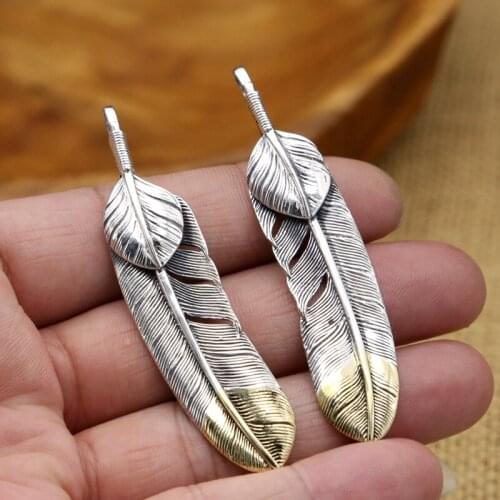 S925 Sterling Silver Jewelry Vintage Thai Silver Takahashi Goro Handmade Simple Feather Male And Female Pendants