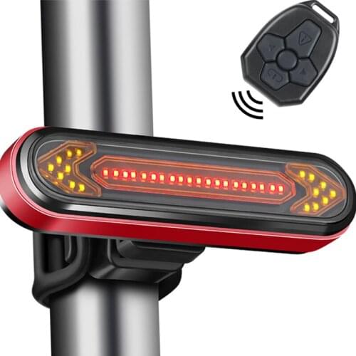 Remote Control Bicycle Tail Light USB Rechargeable Bike Riding Turn Signal Warning Light Wireless LED Rear Light Cycling Lantern