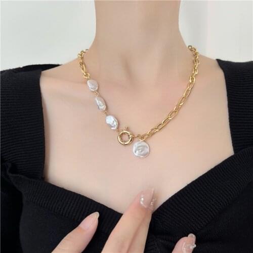 Baroque Pearls, Metal Chain Necklace Fashion Temperament Sweet Elegant Chain Of Clavicle Ms Jewelry Christmas Gifts Wholesale
