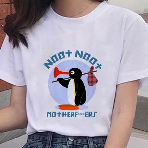 Noot Noot Motherfuckers Womens T-shirt Funny Print Kawaii Pingu Tshirt Casual Short Sleeve T Shirt Vintage Harajuku Summer Shirt