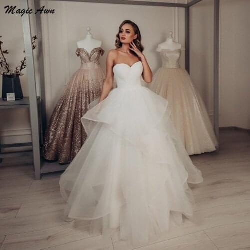 Magic Awn Princess Wedding Dresses Sweetherat White Puffy Bridal Gowns For Women Elegan Ruffles Lace-Up Back Wedding Party Dress