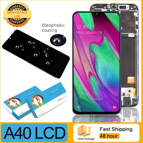 Original 5.9" AMOLED For Samsung A40 2019 A405F LCD Display Touch Screen Digitizer Assembly with frame Replacement Repair Parts