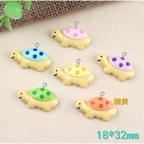10pcs 32*18MM Mix DIY resin coloured Tortoise charms turtle kawaii flatback cabochon resin craft jewelry making fashion ornament