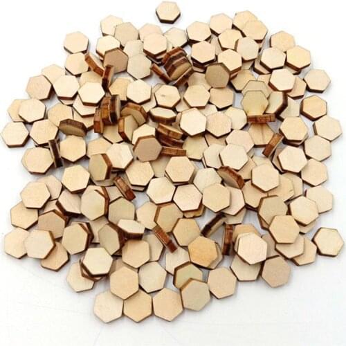 100pcs Wooden Pieces Hexagonal Pieces Ornaments Unfinished Honeycomb Shape Wood Circle For Carving Engraving Crafts A3