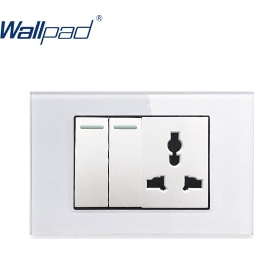 2 Gang 2 Way 3 Pin MF Wall light Switch Wallpad Luxury Tempered Glass Panel Rocker Button 118*75mm 16A AC 110-250V