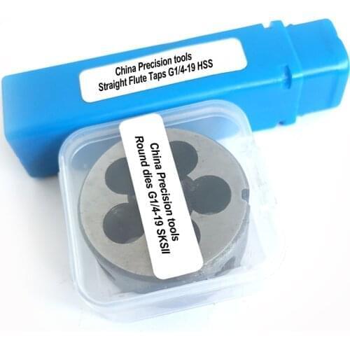 2PCS PIPE Thread Straight Flute Tap and Die set G1/8 G1/4 G3/8 G1/2 Pipe screw taps Dies sets G 1/8-28 1/4-19 3/8-19 1/2-14