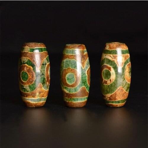 2 PCS Prayer Mala Tibetan Mystical Dzi 3 Eyes Beads DIY necklace Gift For Jewelry Making Approx 14*30mm 15*25mm