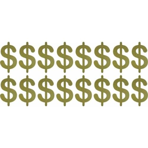 2x3.8cm Dollar sign gold glitter sticker label