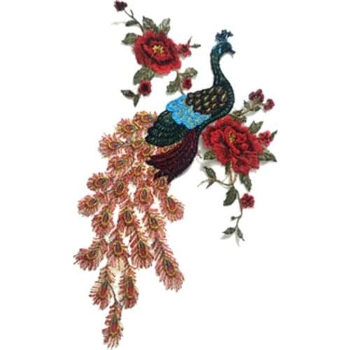 4Pcs 28*17cm 6 colors exquisite small embroidery peacock/phoenix cloth patch national wind clothing decoration decal A1513