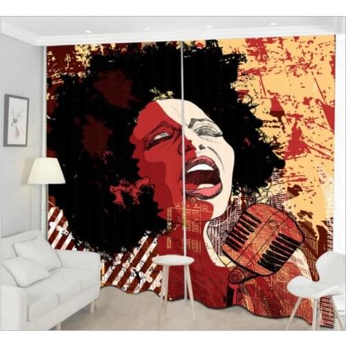 African woman 3D Window Curtains Luxury Blackout For Living Room girl Bedroom Drapes cortinas Rideaux Customized size pillowcase