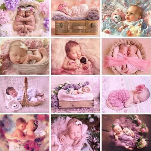 Huacan Full Drill Diamond Painting Baby Home Decor Mosaic Child Basket 5d Diy Embroidery Portrait Diamond Art