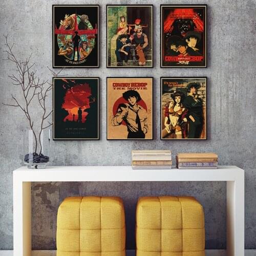 Anime Cowboy Bebop Kraftpaper Poster Art Painting Fancy Wall Sticker for Coffee House Bar