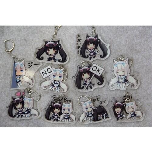 Anime Nekopara Chocola Vanilla Acrylic Keychain Keyring Cosplay Keychain Pendant Halloween Cosplay Key ring Christmas Gift