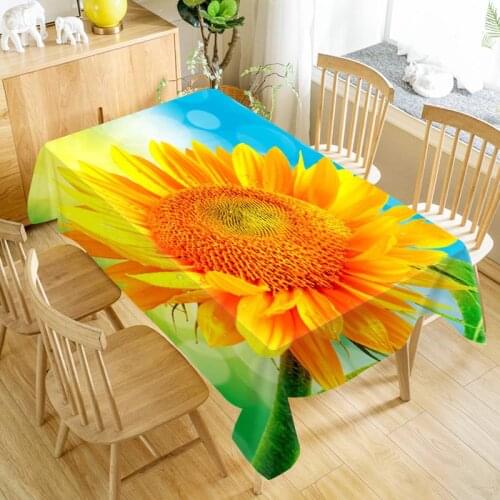 Big Sunflower Tablecloth Washable Cloth Thicken Oxford Rectangular Table Cloth for Wedding Customizable size 100X140cm/140X200cm