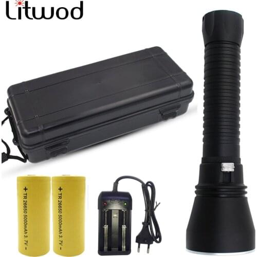 Cree Lamp Diving Flashlight Light Waterproof 2* 26650 Or 18650 Rechargeable Battery Xhp70 Shock Resistant,Hard Defense Led