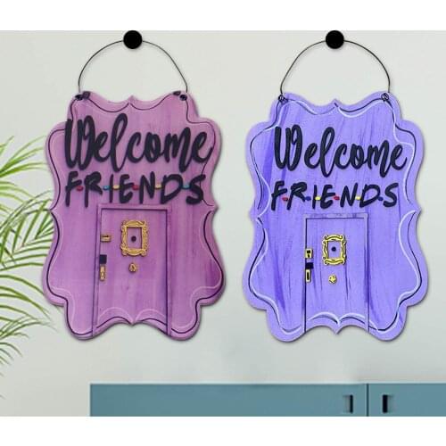 Wooden Retro Welcome Friends Sign Door Hanging Board Home Decoration Listing Shop Bar Front Hanging Sign Pendant excellent