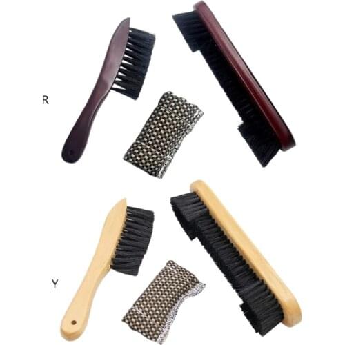 Wooden Billiards Pool Table and Rail Brush with Billiard Cue Shaft Slicker Snooker Cloth Cleaner