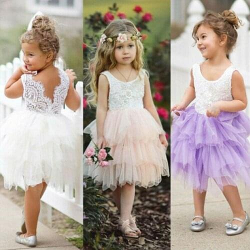 Pudcoco Toddler Kid Baby Girl Sleeveless Lace Tulle Dress Backless Dress Tutu Outfits Girls Casual Dresses