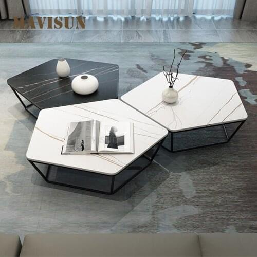 Shaped Coffee Tables 3 Pieces Set Living Room Luxury Italian Simple Side Tables Furniture Waterproof Durable Scratch Resistant
