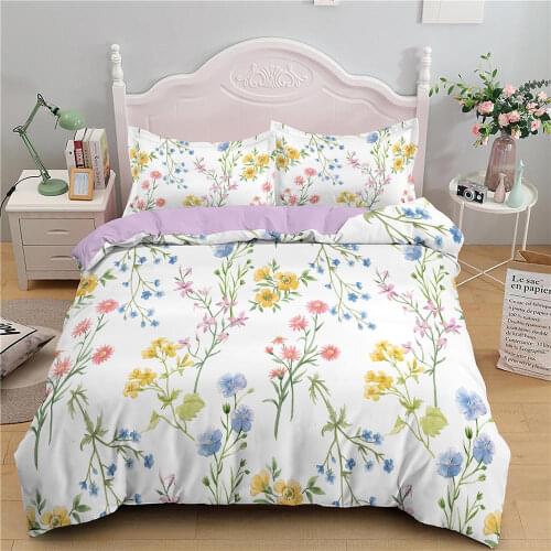 3d Flower Bedding Sets 240x220 Double Queen Plant Duvet Cover 200x200 2/3pc Comforter Set White Floral Nordic Bed Cover