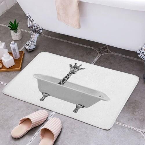 BATHTUB GIRAFFE 3D Print Doormats Rectangle Non-Slip DoorMat Bedroom Kitchen Entrance Print Door rugs Dropshipping