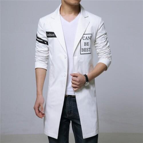 Mens cotton Trench coat 2021 spring new fashion style Male long coats Mens clothing printed slim Preppy big size 6XL drop ship