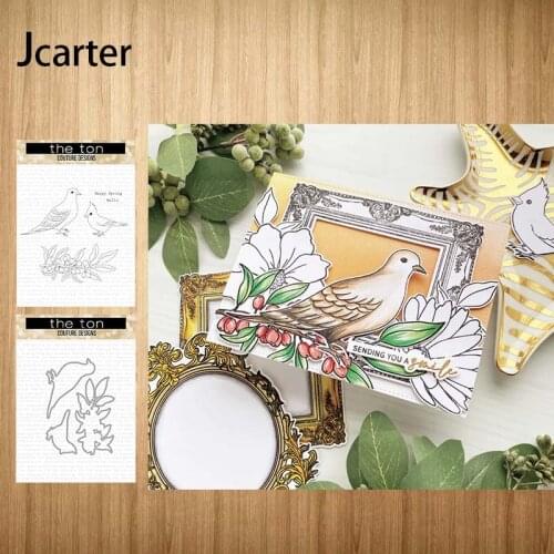 New Design Bird Flowers Branch Metal Cutting Dies and Clear Stamps Craft Stencil Scrapbooking Album Paper Make Template Decor