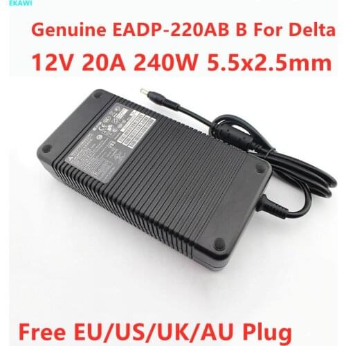 Genuine 12V 20A 240W 5.5x2.5mm Delta EADP-220AB B AC Adapter Power Supply Charger For 341-0222-01 Fit 12V 18A Laptop Charger