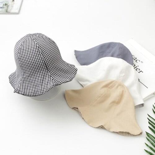 Free shipping High Quality Bucket Hat Women Foldable Cotton Both sides Curving Brim Fishing Outdoor Sun Cap Hunting Visor Floppy